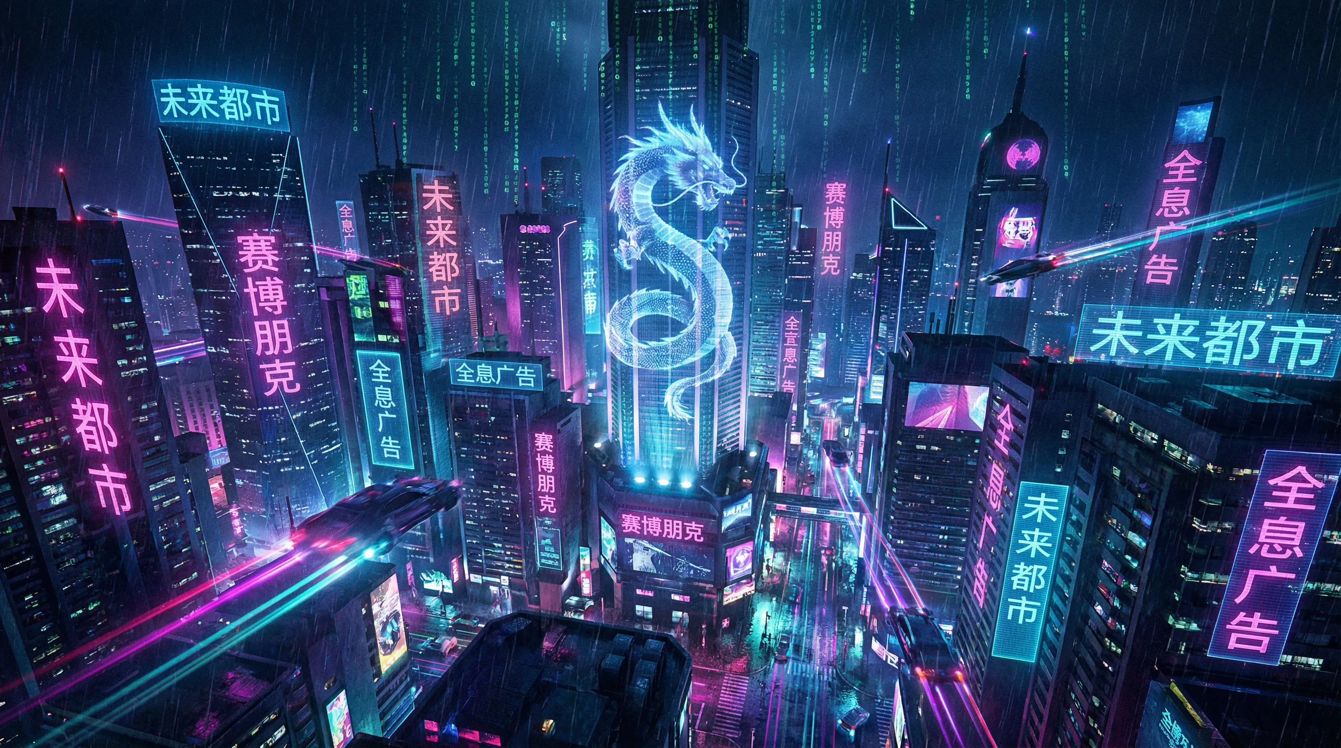 澳门美高梅霓虹都市赛博朋克城市夜景